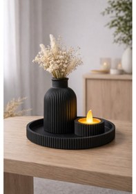 Resim 3d Baskı Dekoratif Vazo Mumluk Tepsi Seti Modern Ev Dekoru 