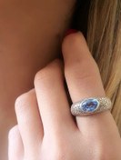 Resim OSESHOP Mavi Topaz Taşlı Gümüş El Işi Yüzük 