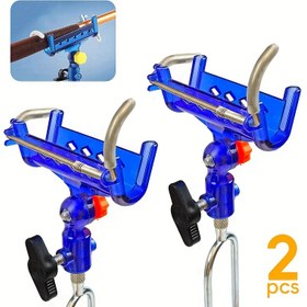 Resim 2 adet Paslanmaz Çelik ABS Balıkçılık Çubuğu Tutucuları - 360° Yatay Ayarlanabilir, 180° Dikey Ayarlanabilir, Tek Tıkla Kilitleme, Plaj ve Zemin Konumları İçin İdeal, Şeffaf Mavi, Balıkçılık Tutkunları İçin Mükemmel Hediye, Plaj Ekipmanları | Ayarlanabilir Çubuk Tutucu | Dayanıklı Balıkçılık Ekipmanları 