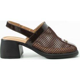 Resim Dericia Shoes Moment Kadın Hakiki Deri Rugan Detaylı Fileli Günlük Rahat Yumuşa Kahverengi 