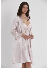Resim Pierre Cardin Saten Dantelli Gecelik Ve Sabahlık Takımı - 4265 001 