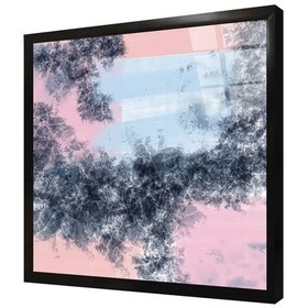 Resim Pembe Gri Soyut Çerçeveli Cam Tablo-171995 