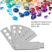 Resim Paslanmaz Çelik Taş Ölçüm Aracı, Fan Şekilli Daireli Elmas Kaliper, Şeffaf Takı Ölçü Ölçeği, Güç Gerektirmez, Hassas Taş, Elmas, Taş Ölçümü İçin 