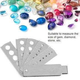 Resim Paslanmaz Çelik Taş Ölçüm Aracı, Fan Şekilli Daireli Elmas Kaliper, Şeffaf Takı Ölçü Ölçeği, Güç Gerektirmez, Hassas Taş, Elmas, Taş Ölçümü İçin 