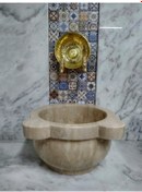 Resim Traverten Düz Mermer Kurna 