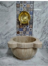 Resim Traverten Düz Mermer Kurna 