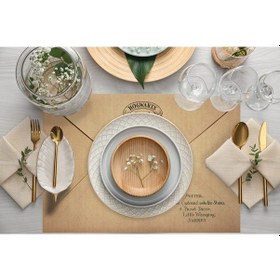 Resim Adawall Home Harry Potter Letter Kumaş Amerikan Servis 4'lü Set Bej 