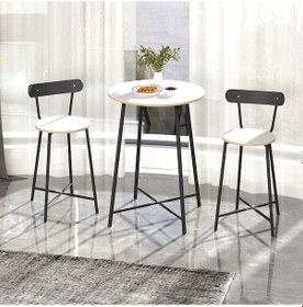 Resim Mutfak Oval 2 Kişilik Bar Yemek Masası Beyaz 1516 