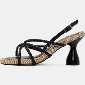 Resim Butterfly Kadın Siyah Kordonlu Topuklu Sandalet Siyah 