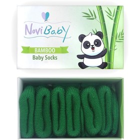 Resim Novibaby 3'lü Bambu Yenidoğan Bebek Çorabı I Pine Green I 0-6 ay 