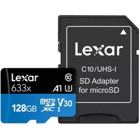 Resim Lexar 128GB Micro SD Class 10 Hafıza Kartı UHS-I 633x 100MB/45sn 