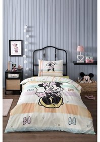 Resim Özdilek Minnie Mouse Happy Tek Kişilik Disney Lisanslı Lastikli Fitted Çarşaf Çocuk Nevresim Takımı Sarı 160 x 220 