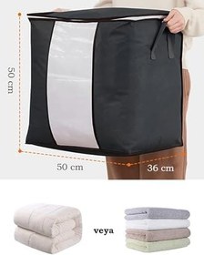 Resim 3 Adet Pencereli Siyah Yastık Yorgan Kazak Hurcu / 50x50x36 