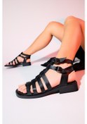 Resim Luvishoes Frade Siyah Hakiki Deri Kadın Sandalet Siyah 