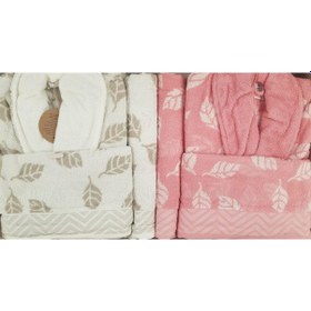 Resim Özdilek Lilyana Aile Bornoz Seti Krem/Pembe 