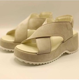 Resim Sindy Bej Deri Dolgu Topuk Sandalet Bej 