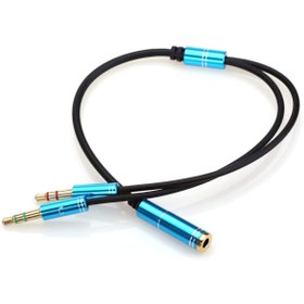 Resim Kulaklık Mikrofon Ayırıcı Kablo Aparat 3.5mm Dişi 2x 3.5mm Erkek Kulaklık Mic Audio Y Splitter 