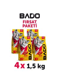 Resim Bado Yetişkin Kedi Maması Etli Biftekli 1,5 Kg 4'lü 