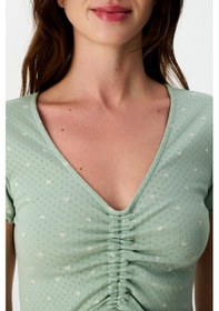 Resim Penti Açık Yeşil Tiny Hearts Pamuklu Pointel Şortlu Pijama Takımı 