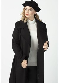 Resim Moda Berray 904 Siyah Mono Yaka Torba Cepli Kaşe Kaban Siyah 