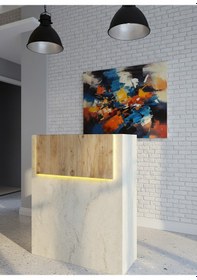 Resim Resital Ledli Karşılama Bankosu G-90 Cm Ofis Kasa Resepsiyon Masası Banko-003-8-6 