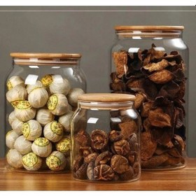 Resim Qerhome Vakumlu Bambu Kapaklı Cam Erzak Kavanozu 1 Adet 4 Litre Şeffaf 