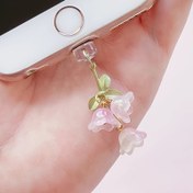 Resim 1 adet Rüzgar Çanı Çiçek Asılı Süs Toz Takma Portu Şarj Portu Takma Veri Portu Takma iPhone Portu Tip-c Portu Cep Telefonu için uygun 