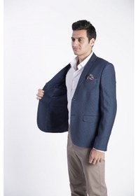 Resim Sposo G-207 Dar Kalıp Desenli İndigo Erkek Blazer Ceket İndigo 