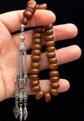 Resim OTTOTESBİH Tekerlek Kesim 7x12mm Açık Kahve Tonları Bilek Boy Kokulu Toz Kehribar Tesbih 