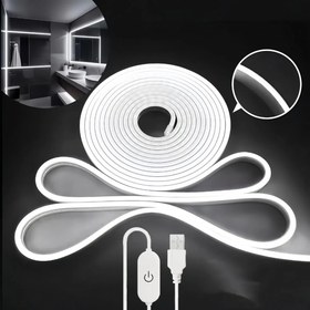 Resim LED Işık Şeridi, Beyaz Neon Işık Şeridi, DC 5V Düşük Voltaj Su Geçirmez Neon Işık LED Neon Işık Halat Işık, Yatak Odası İçin Uygun Kapalı ve Açık DIY Dekorasyon 