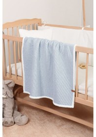 Resim Pouf Bebek Çocuk Battaniyesi 80x100 cm Koyun Tüyü Battaniye Alize Mavi 