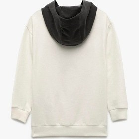 Resim Koton Erkek Bebek Pamuklu Şardonlu Uzun Kollu Baskılı Kapşonlu Sweatshirt Ekru 