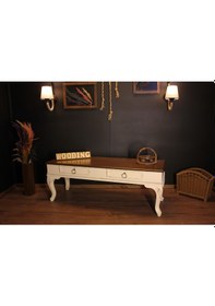 Resim Wooding 120 Cm Masif Ceviz Krem Oymalı Tv Ünitesi 