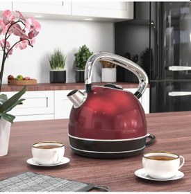 Resim Arendo Retro Su Isıtıcısı 1.7l, 2200w, Kireç Filtresi, Paslanmaz Çelik, Otomatik Kapanma Su Isıtıcılar Kırmızı 