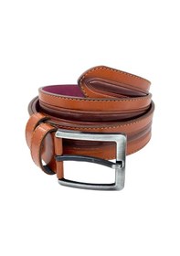 Resim Süzer Deri Taba Suni Deri Ortası Desenli Model 4 Cm.lik Spor Kemer - 9023-52-22rl Taba 