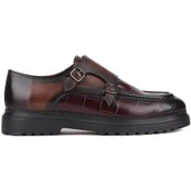 Resim Shoetyle - Bordo Croco Deri Tokalı Erkek Klasik Ayakkabı 250-1616-761-bordo Bordo 