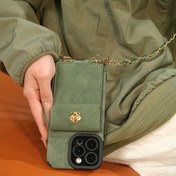 Resim for: Zincir Kart Tutucu Apple 16/15 Telefon Kılıfı Crossbody iphone14promax Yüksek Kaliteli Suni Deri 13/12 