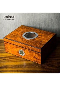 Resim Lubinski Masif Sedir Camlı Humidor Puro Kutusu 50s 