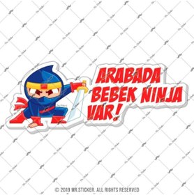 Resim Bay Etiket Bob17 Arabada Bebek Ninja Var Etiketi V2 