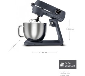 Resim Karaca Multichef Artisan Döküm Stand Mikser 1800W 7 Litre Brushed Gun Grey Paslanmaz Çelik 