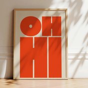 Resim 1 adet Modern Art Deco "OH HI" Kırmızı Yazılı Poster Baskısı, Tuval Üzerine Mürekkep Duvar Sanatı, Çerçevesiz Minimalist Tasarım, Oturma Odası, Yatak Odası, Ev Ofisi, Banyo, Sınıf, Mutfak, İç ve Dış Mekan, İlkbahar ve Sonbahar Mevsimlik 