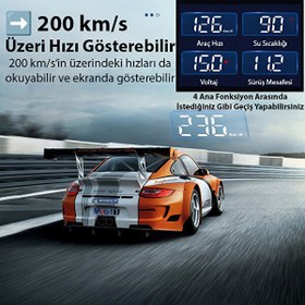 Resim Butik Ally M3 Hud Obd2 Head-Up Display Dijital Hız Göstergesi E-Obd ve Gps Destekli Obd Arayüzlü - Alarmlı Ön Cam Ekran PROJEKTÖR-(5775) 