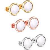 Resim Luxusteel 3 Çift Paslanmaz Çelik Top Küpe Kulak Kıkırdak Piercing Seti Siyah Çinko Kaplama 