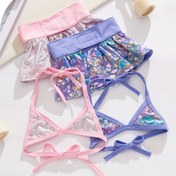 Resim Mini ve Oyuncak, Küçük Köpek Bikini Seti - Ana Giyme Yöntemi ile Dokuma Polyester Evcil Hayvan Mayosu - Sevimli ve Şık Evcil Hayvan Kıyafeti 
