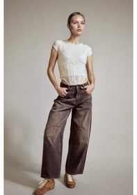 Resim Defacto Wide Leg Geniş Bol Paça Bilek Boy Jean Pantolon G2909ax25aubn336 Kahve 