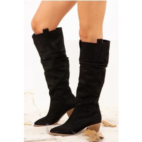 Resim Fox Shoes Siyah Süet Kadın Çizme J404040102 
