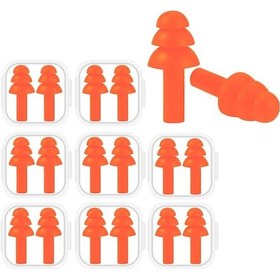 Resim Springsun Yeniden Kullanılabilir 8 Çift Silikon Kulak Tıkacı - Yüzme, Uyku Ve Gürültü Engelleme İçin Su Geçirmez Kulaklık Turuncu 