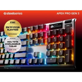 Resim Steelseries Apex Pro Gen 3 Omnipoint 3.0 Hipermanyetik Switch Rgb Mekanik Oyuncu Klavyesi (Uk 