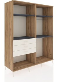 Resim Kronos Gardrop 4 Raflı 3 Çekmeceli 2 Askılı 176x59x221 Çam-antrasit/aytaşı Antrasit/aytaşı 