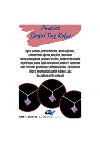 Resim Sertifikalı Ametist Doğal Taş Kolye Özel Kesim Çok REnkli 